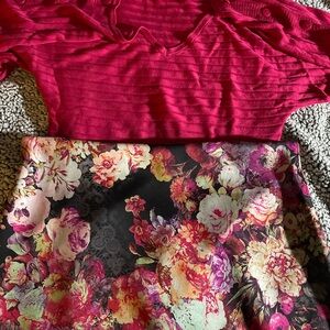 NY & Co Pink Top and Floral Skirt